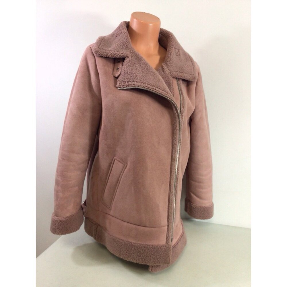 Ann Taylor Loft Coat Pink Soft Suede Jacket Womens Large New - Picture 5 of 9
